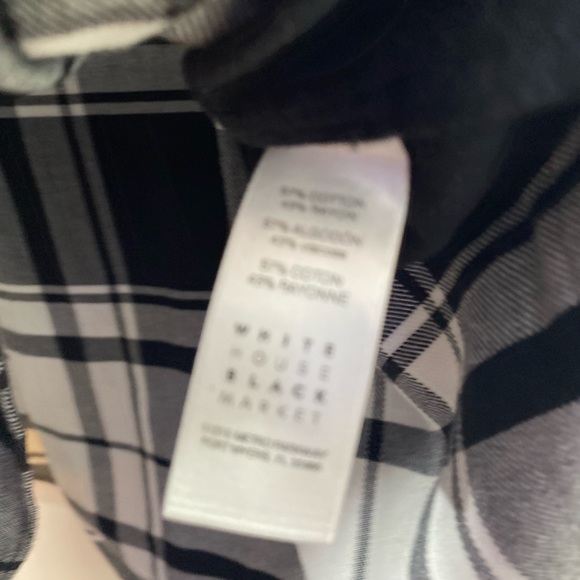 White House Black Market Black/White Plaid Popover Shirt size 6 - Picture 6 of 6